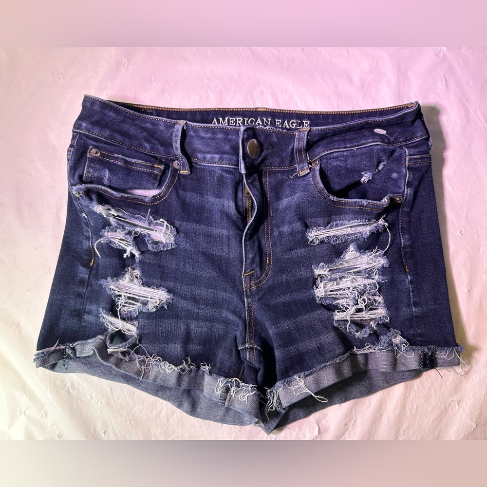 American Eagle Outfitters Ripped Indigo Jean Shorts